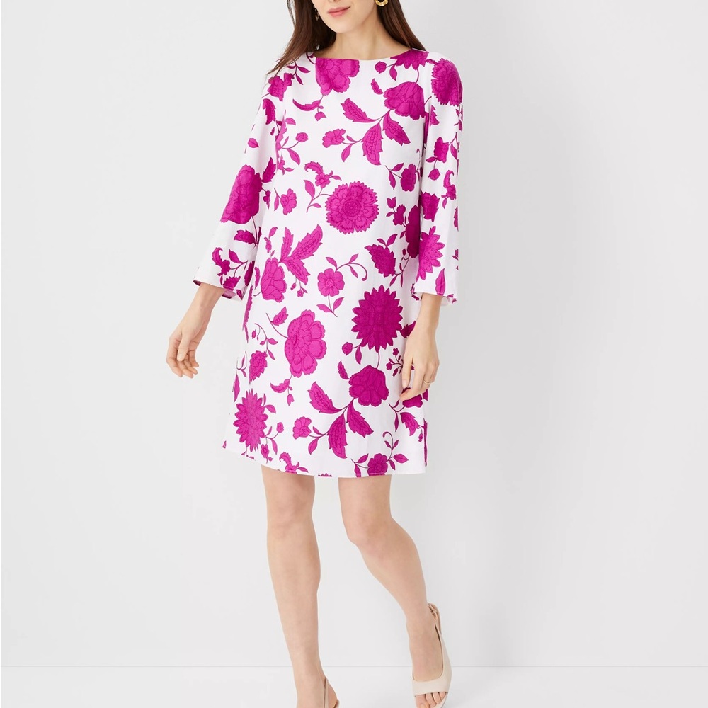 Ann Taylor Floral Dress - Pink and White